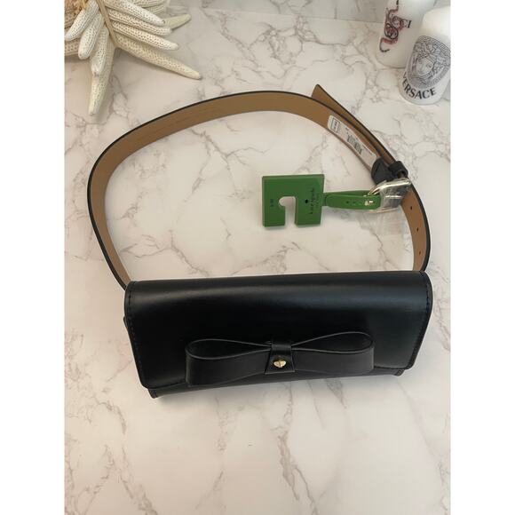 KATE SPADE Adjustable Black Leather Bow Belt Bag NWT - Picture 3 of 8